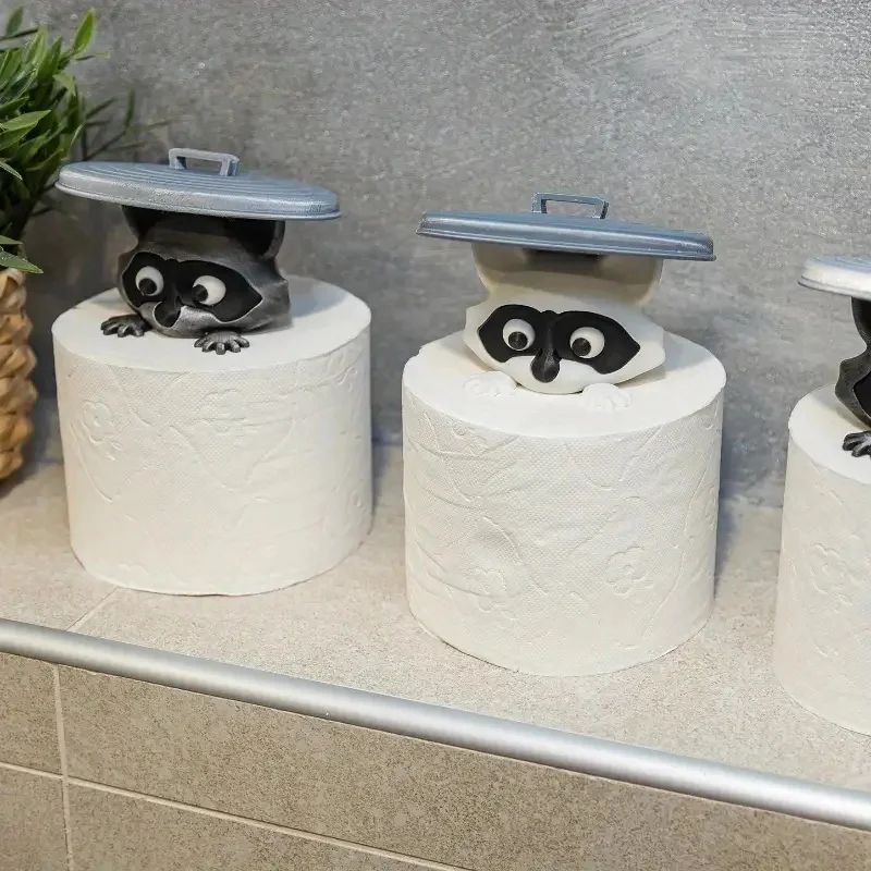 3D Raccoon Toilet Paper Holder Bathroom Decor