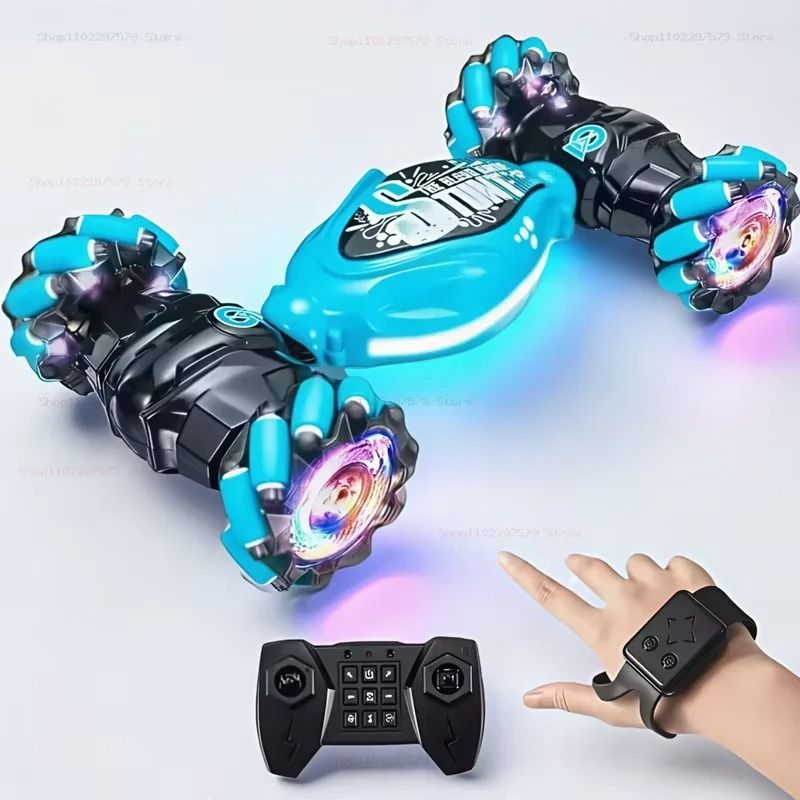 4WD RC Drift Car with Music LED Lights Gesture Remote Spray Stunt Car