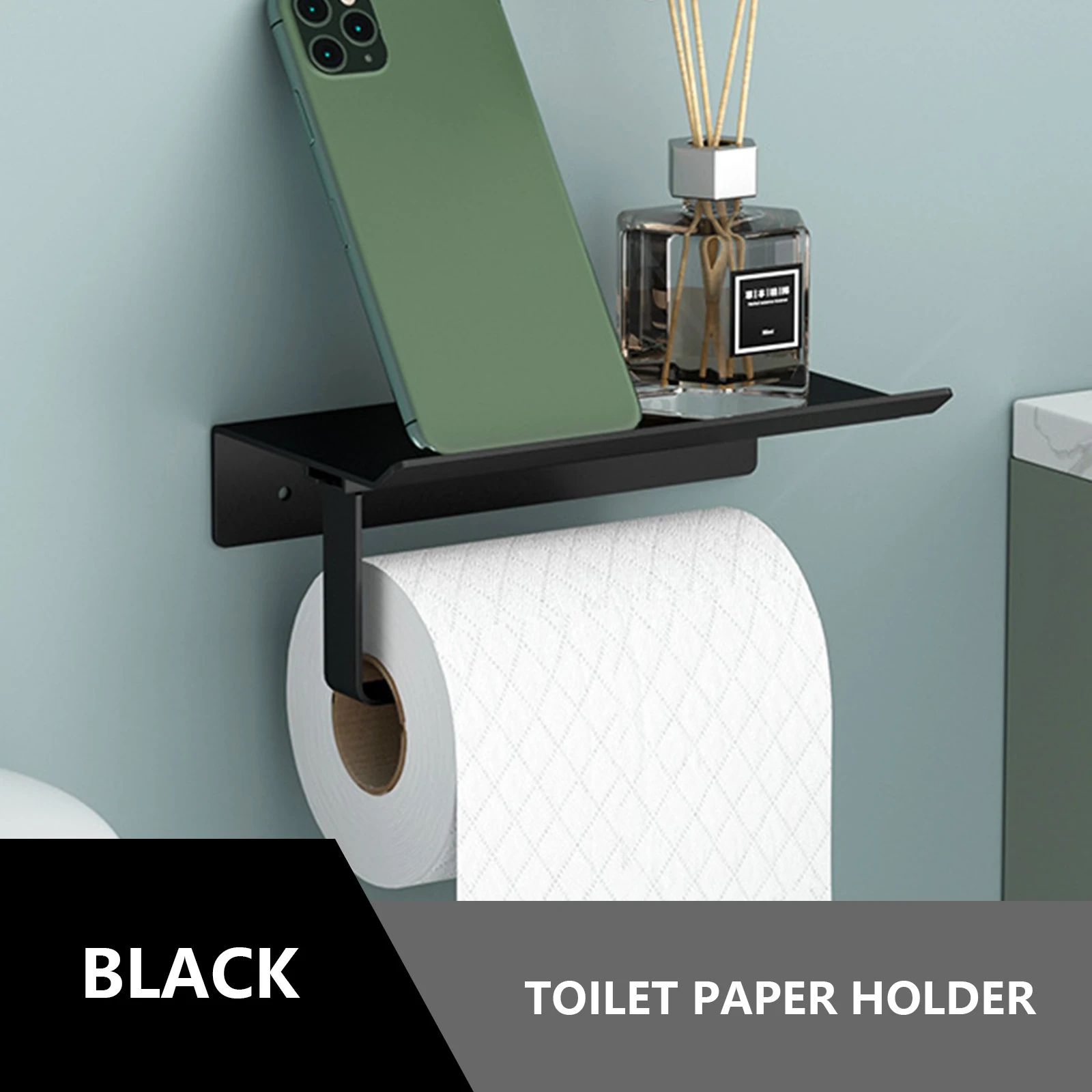 Aluminum Wall Mounted Toilet Paper Holder Shelf