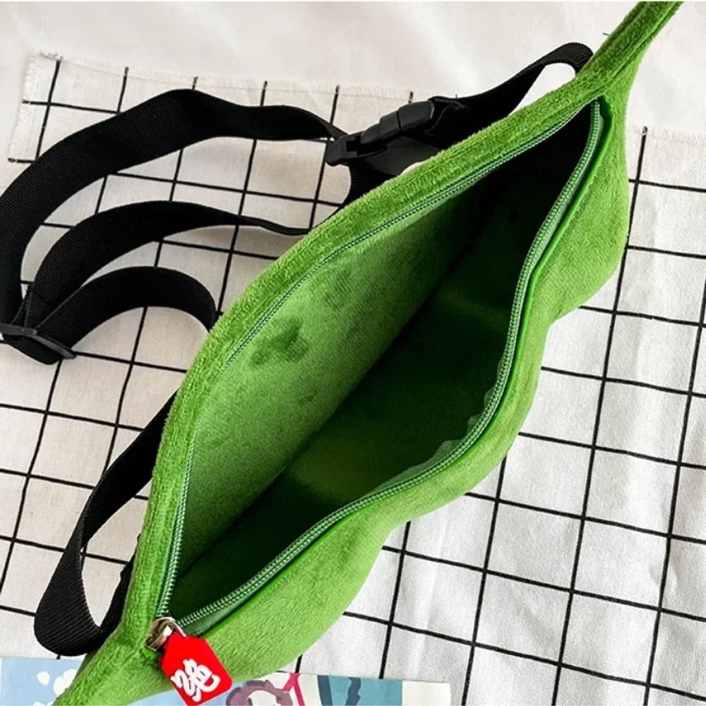 Edamame Plush Messenger Bag Creative Fun Crossbody Shoulder Bag