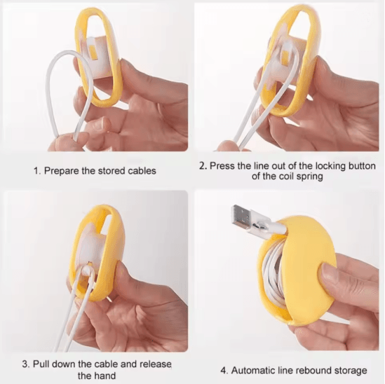 Automatic Retractable Earphone Cable Organizer Desktop Cord Winder