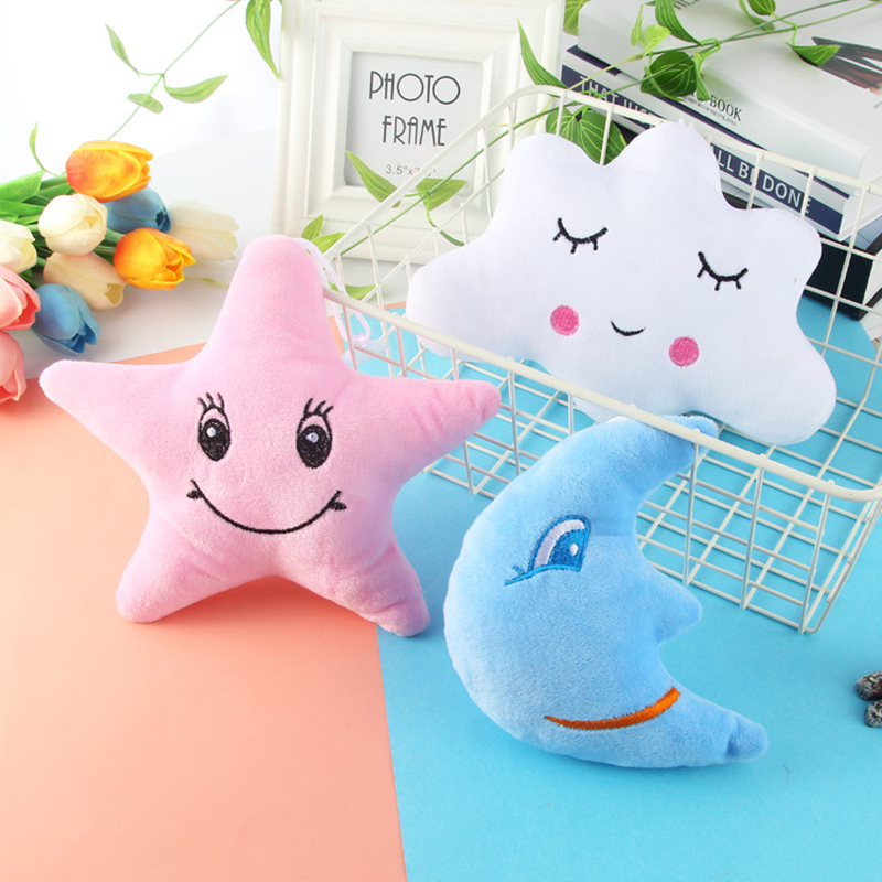 Soft Plush Moon Star Cloud Shaped Pillow Pink White Blue Stuffed Cushion for Children Room