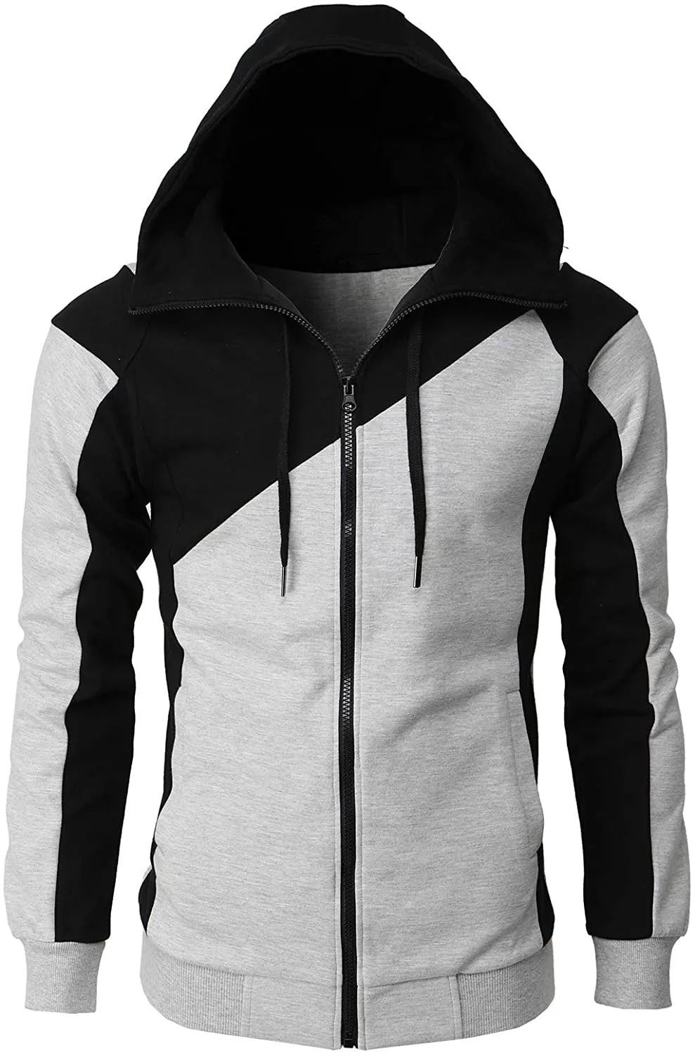 Mens Zip Up Fleece Bomber Jacket Hooded Casual Coat