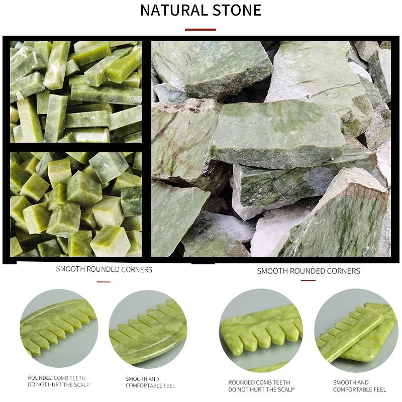 Natural Jade Scalp Comb and Facial Gua Sha Scraping Board