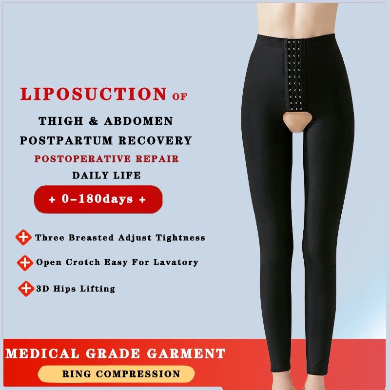 Womens Post-Liposuction Compression Shapewear – Thigh & Belly Control Recovery Pants Medical Body Shaper