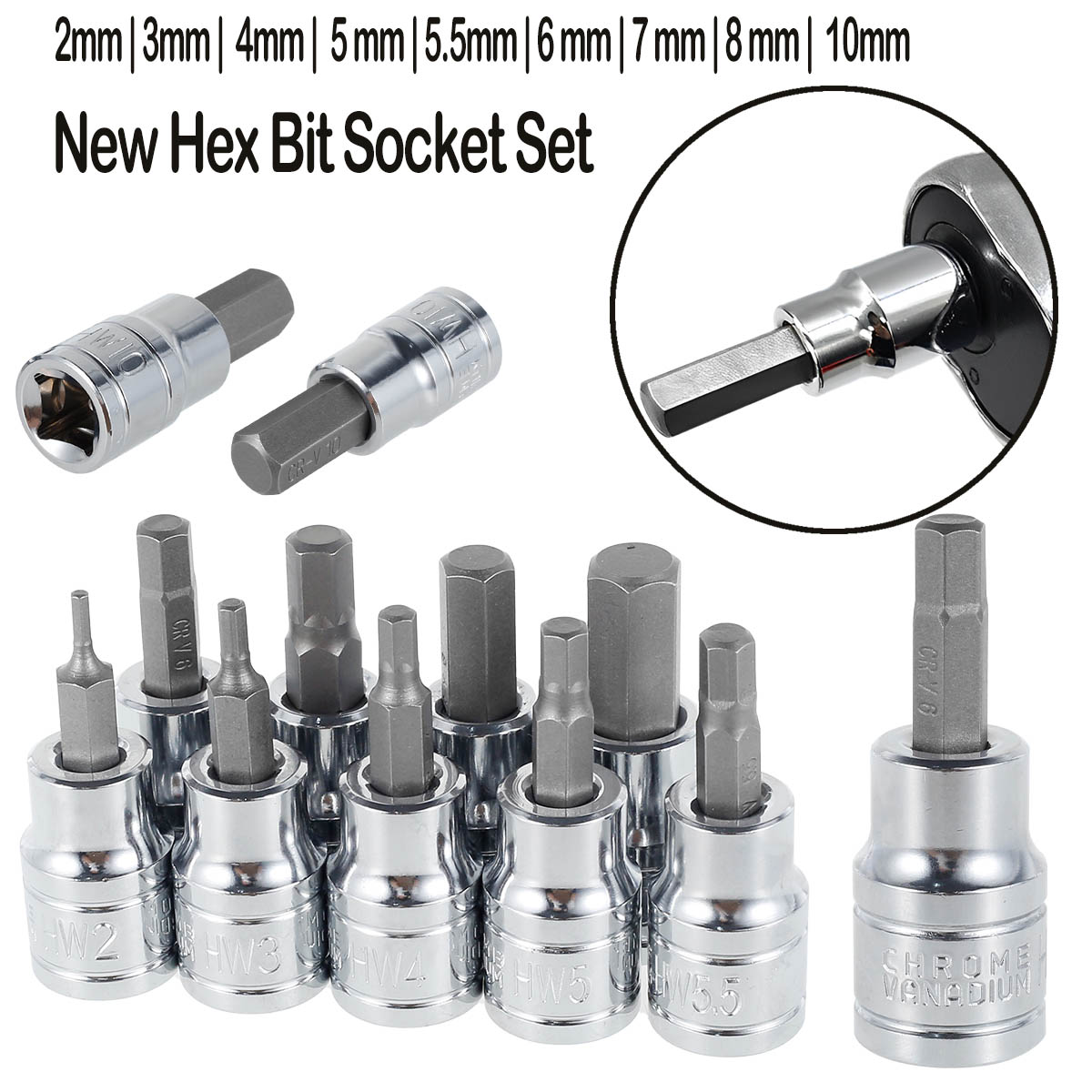 Socket Set, Sturdy Allen Key Sockets, Professional 3/8inch Drive Drill, Durable Impact Socket Set, Metric Tools Kit