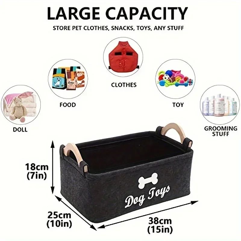 SoftFold Felt Pet Toy Storage Box – Stylish Dog Toy Organizer & Durable Storage Basket