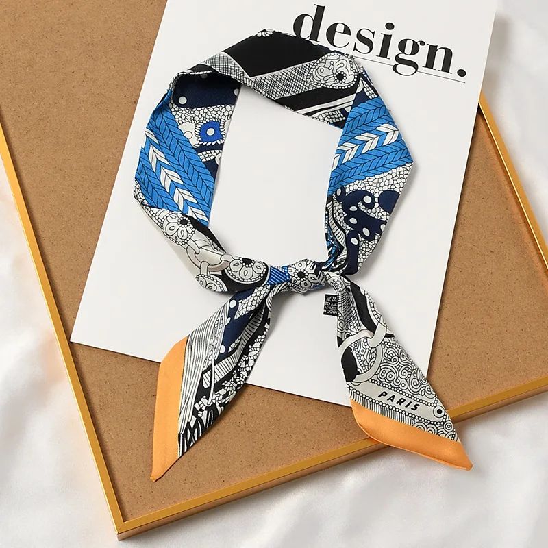 Retro Printed Imitation Silk Long Scarf