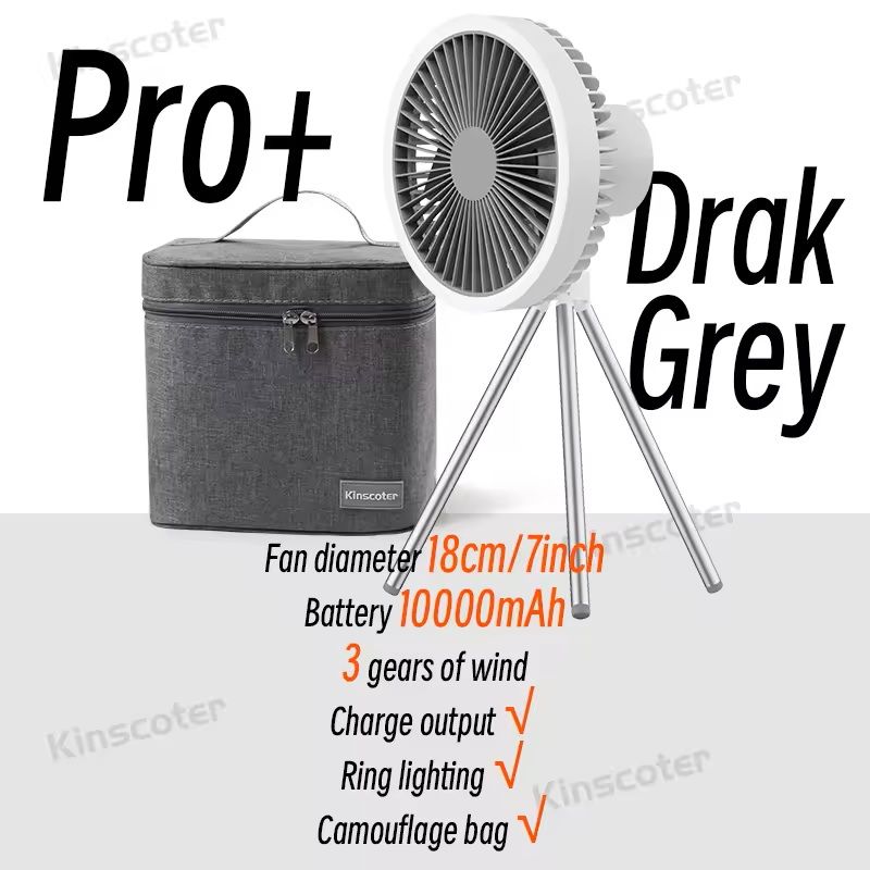 Rechargeable Camping Fan with LED Light and Power Bank