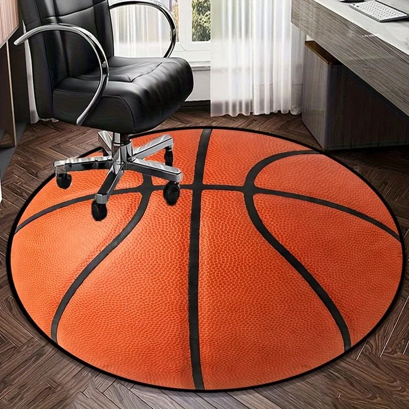 3D Basketball Round Flannel Rug