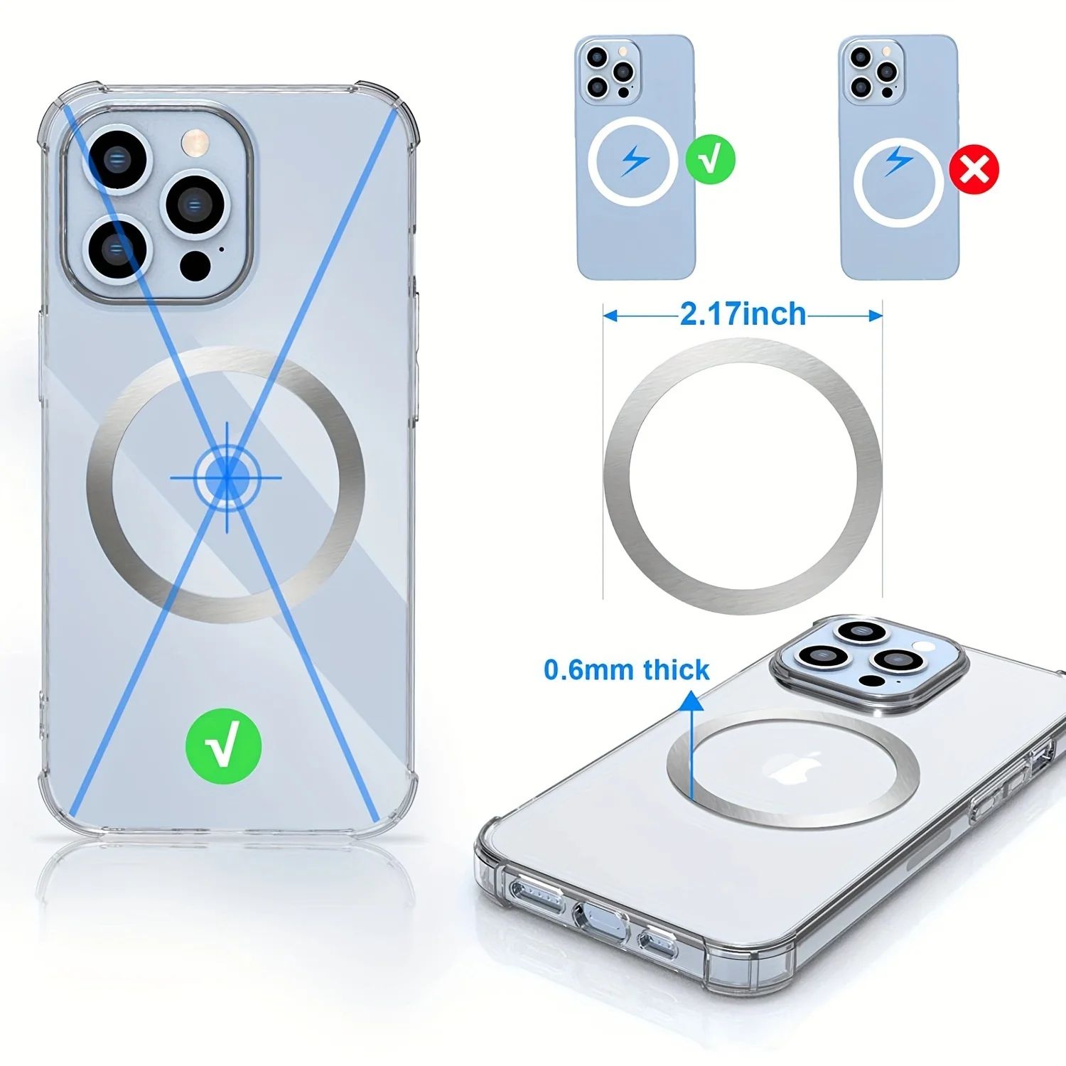 Magnetic Charging Ring Adhesive Plates Set