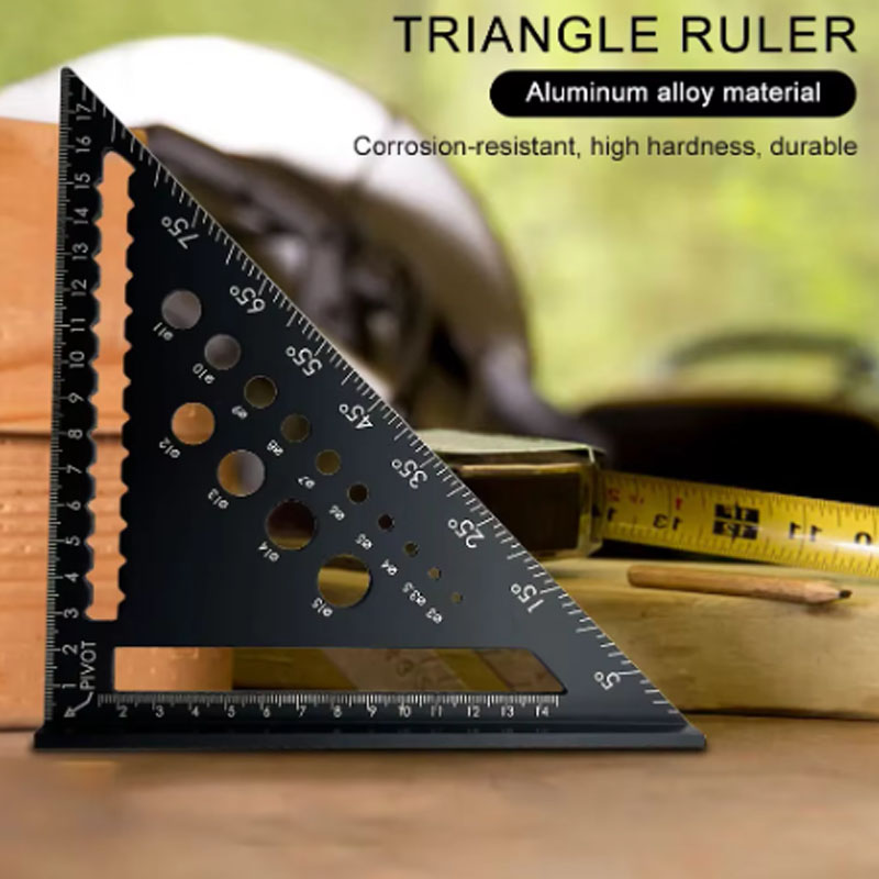 Aluminum Alloy Triangle Ruler, Miter Square Angle Protractor, Woodworking Measuring Ruler, Triangular Metric Angle Gauge