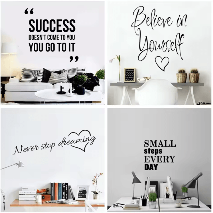 Inspirational Wall Quote Sticker Decal – Waterproof Peel & Stick Phrase Decor for Home