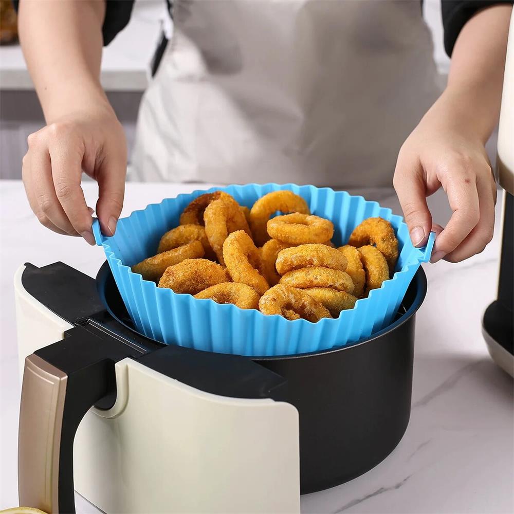 Silicone Air Fryer Baking Tray Mat High-Temperature Resistant, Foldable & Food Grade with Double Ear Handles