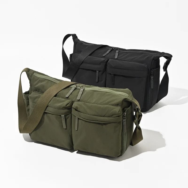 Unisex Nylon Tote Bag Lightweight Water Resistant Multi Pocket Shoulder Tote