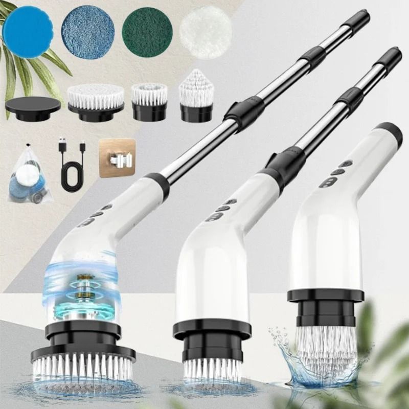 Electric Spin Scrubber Cleaning Brush with Adjustable Handle