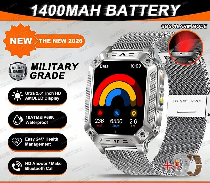 TANK Ultra Military Smart Watch – 1400mAh Battery & 2.01