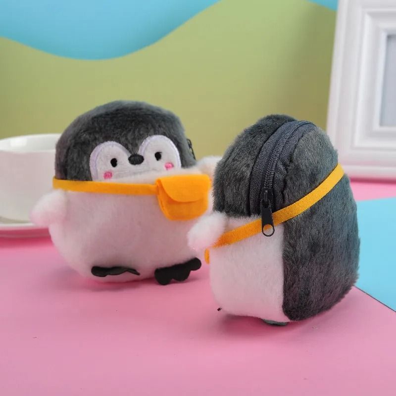 Cute Little Penguin Coin Purse Plush Backpack Style Storage Bag