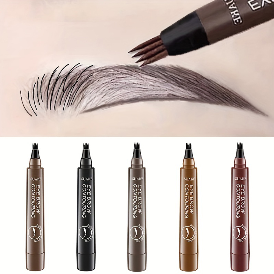 Waterproof Eyebrow Pen, Microblading Pencil with 4 Split Head for Natural Looking Brows