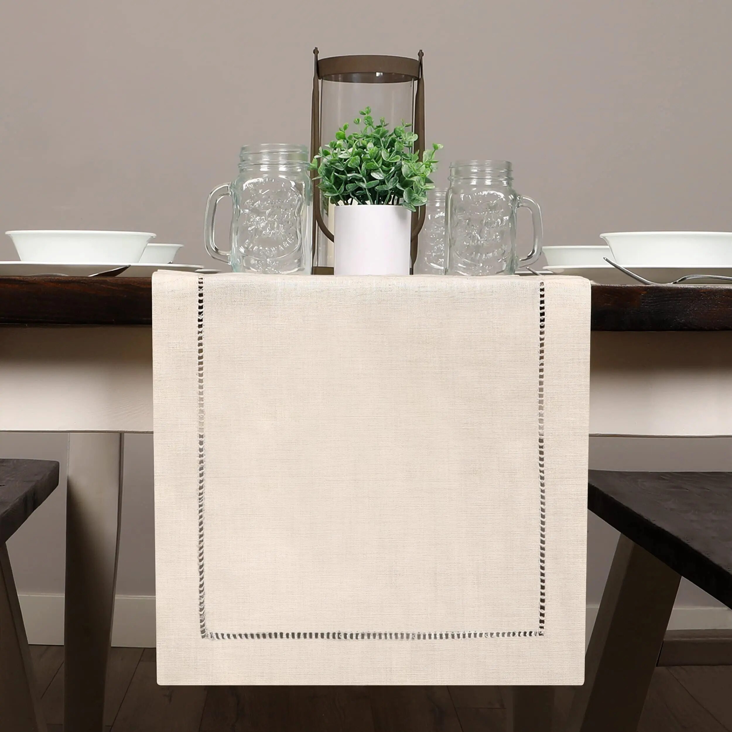Linen Table Runner Farmhouse 13 x 72 Inches - Decorative for Dining, Wedding, Party, Holiday Home Decor