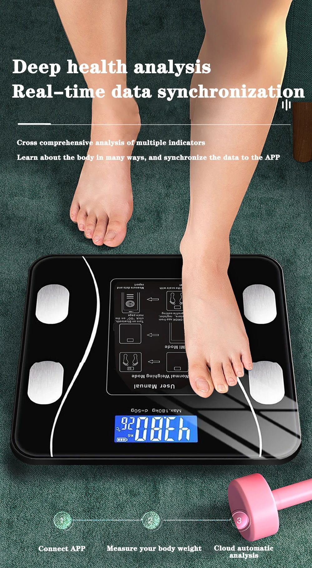Bluetooth Smart Body Weight Scale Rechargeable Digital Scale