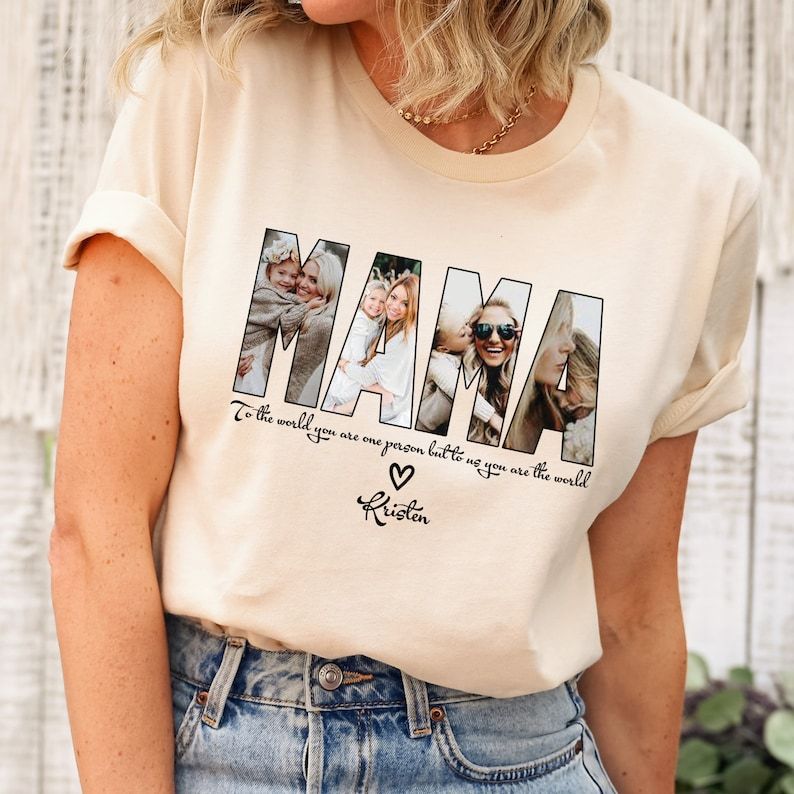 Custom Mama Photo Shirt Personalized Mother's Day Gift, Customizable Mama Tee Grandma Gift