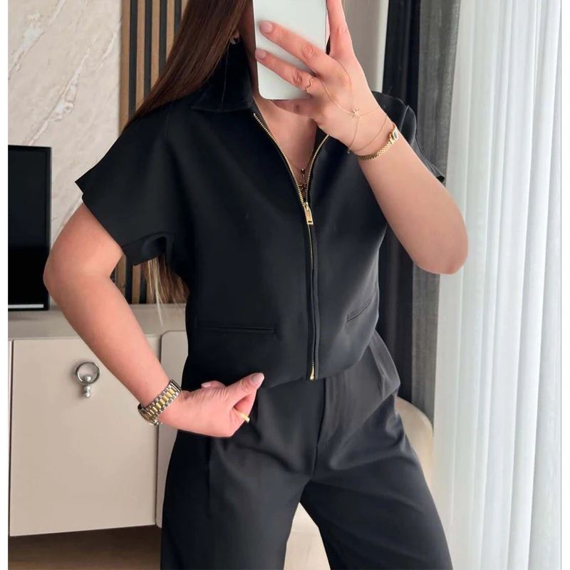 MUJER Cropped Varsity Jacket Women Zipper Casual Short Coat