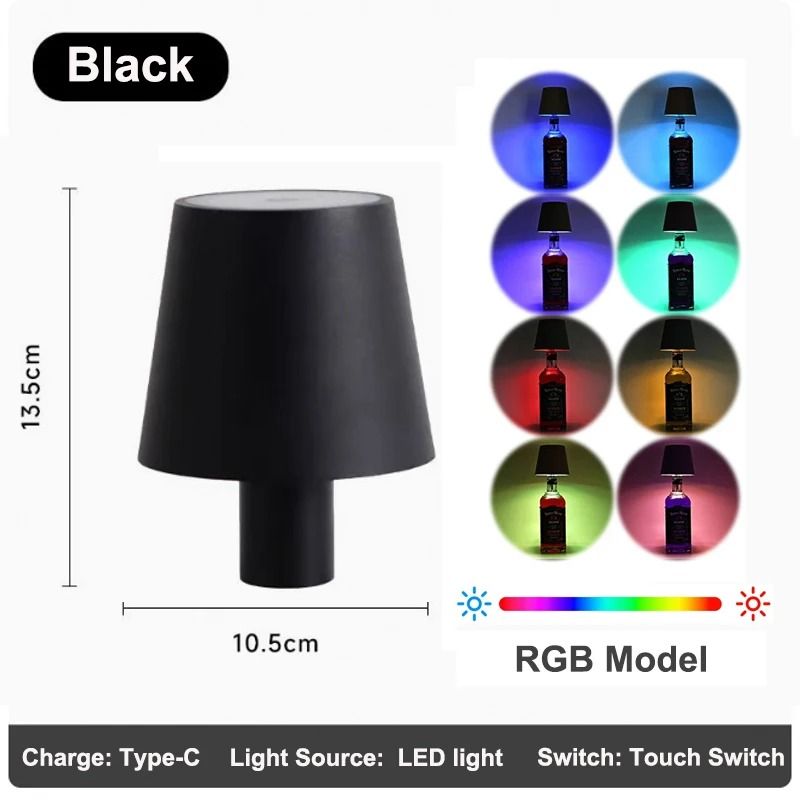 Wireless LED Wine Bottle Lamp Touch Control Rechargeable Table Light