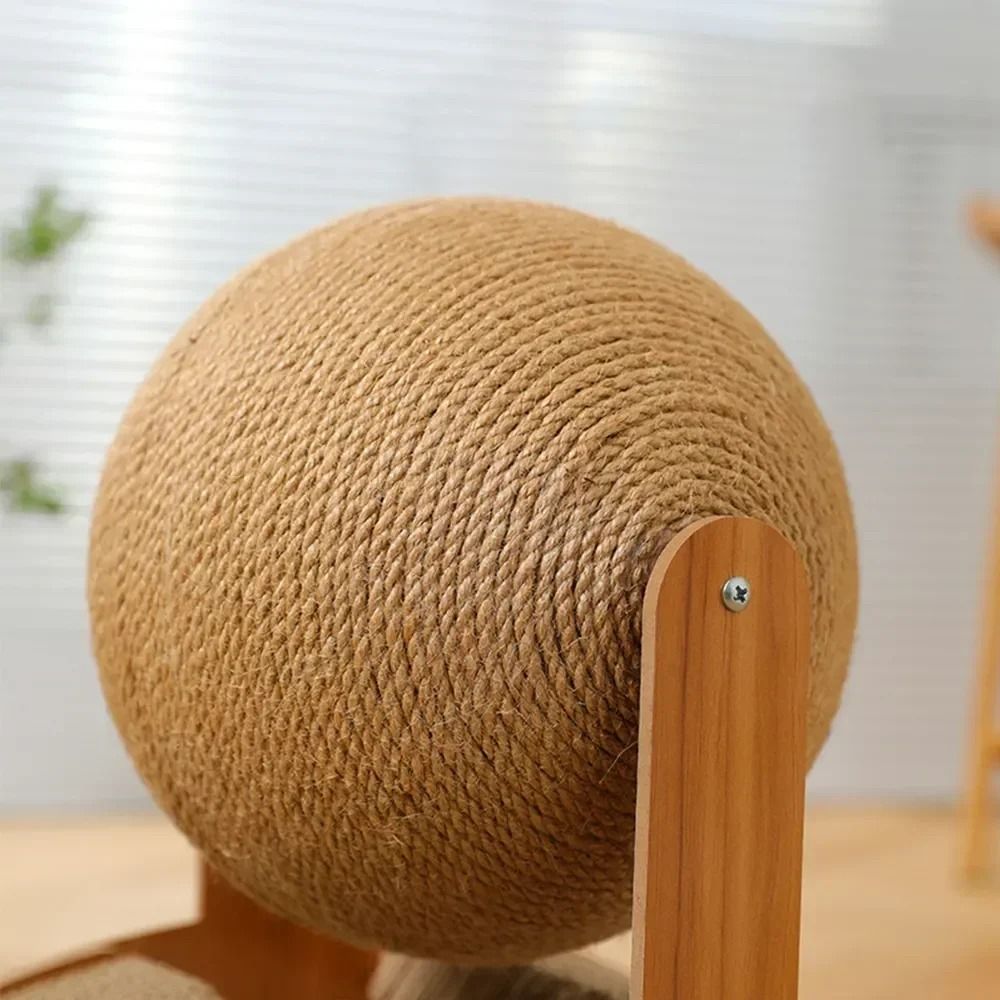 2-in-1 Wooden Cat Scratching Ball with Sisal Board