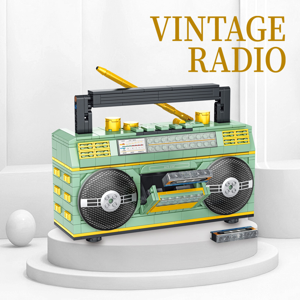Vintage Music Player Display Kit, Creative Gift Toys for Adults, Classic Series Building Blocks Set