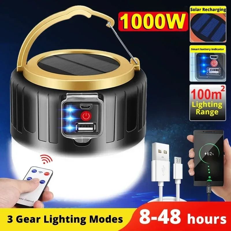 Solar Camping Light Remote Control Power Bank LED Tent Lamp