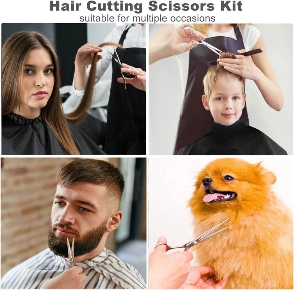 Professional Hair Cutting Scissors Set with Thinning Shears for Barber Salon and Home Use