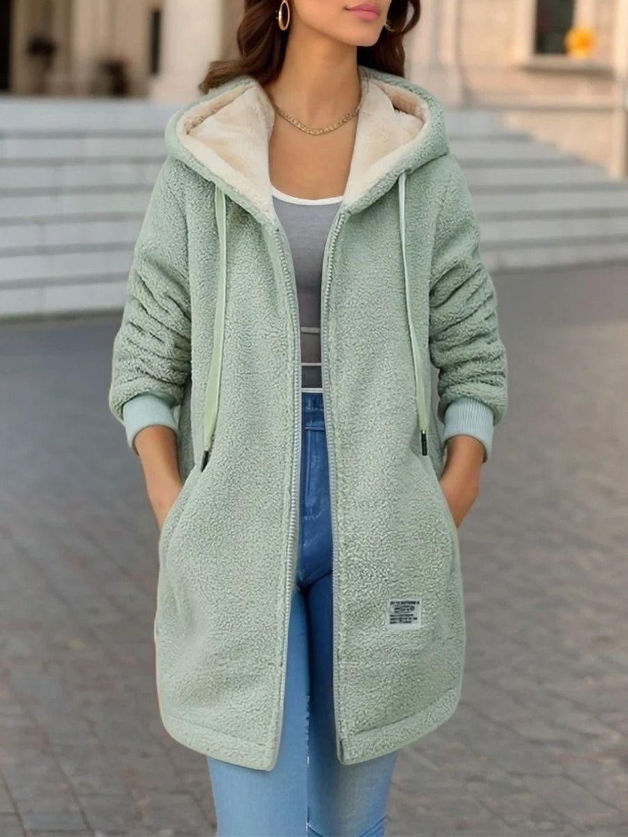 Thickened Fleece-Lined Sweatshirt Womens Hooded Lamb Wool Jacket