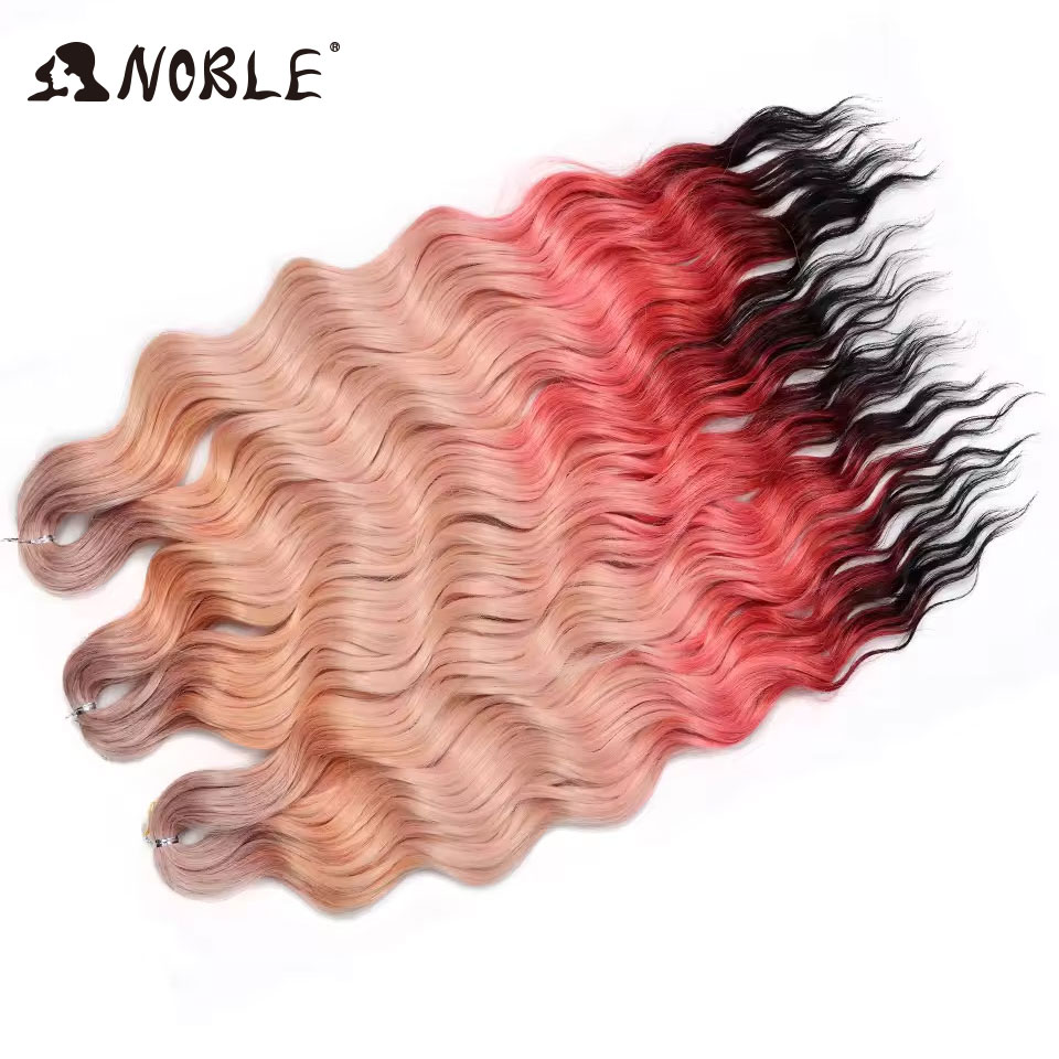 Noble Hair Synthetic Loose Deep Wave Braiding Hair Extensions Ombre Blonde Twist Crochet Curly Water Wave Braid
