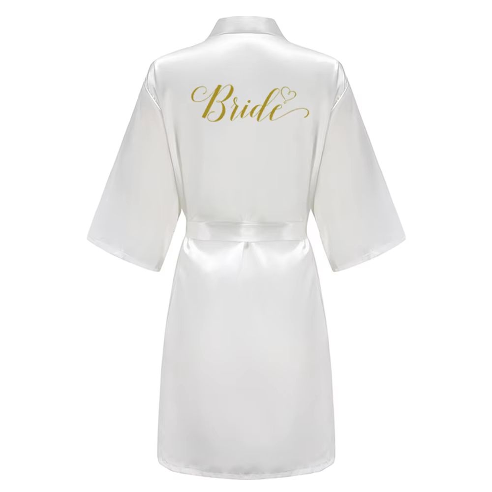 Grass Green Satin Bridal Party Robes With White Letter Bridesmaid Style