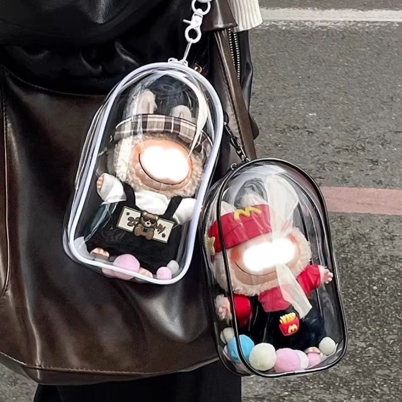 Colorful Transparent Protector Case Organizer Box for 6.69in Plush Dolls