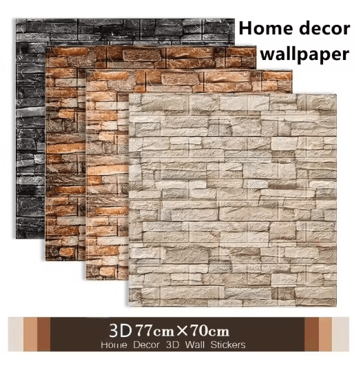 3D Brick Wall Sticker Panels Waterproof Self-Adhesive DIY Wallpaper for Home Decor