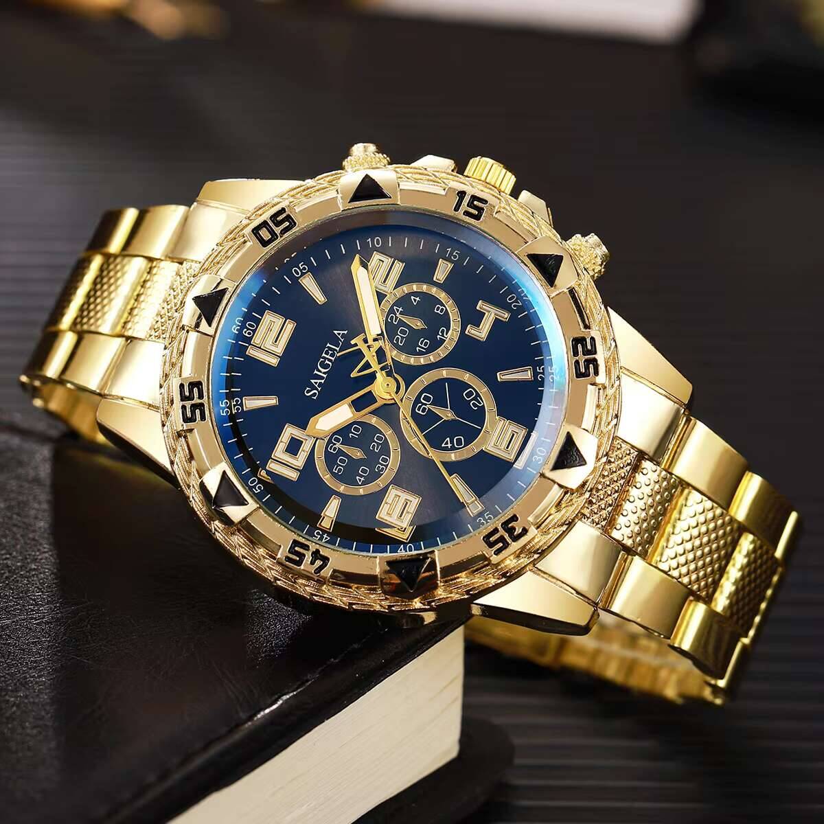 Large Dial Mens Quartz Watch Stylish Business & Casual Timepiece