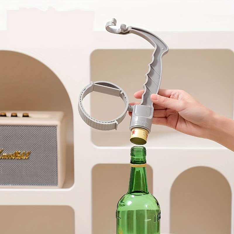 Adjustable Drink Pouring Cup Handle, Built-In Bottle Opener, Beverage Inverting Holder with Lemon Cover Rack
