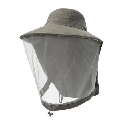 Mosquito Prevention Fishing Cap Full Mesh Insect Protective Head Net with Drawstring and Windproof Strap