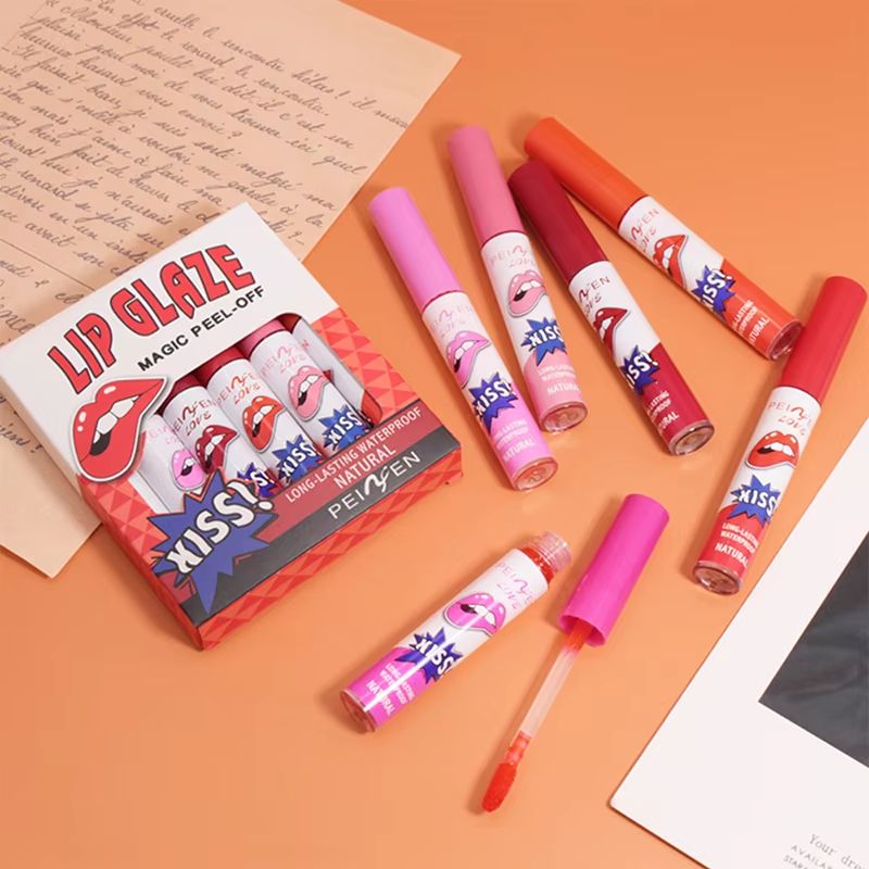 Peel Off Lip Stain Gloss Long Lasting Waterproof Liquid Lip Tint Non Stick Cup Lip Glaze