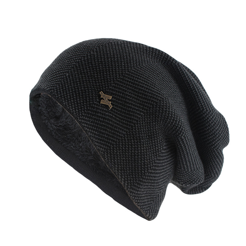 Unisex Winter Warm Beanie Hat for Men, Cotton Wool Skullies, Fashion Knitted Hat, Solid Outdoor Gorro, Casual Knit Hat