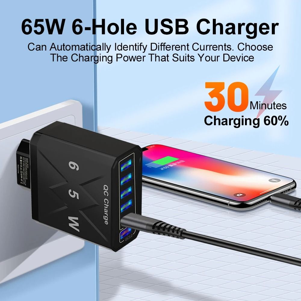 Vumpach 6-Port USB Fast Charger – Quick Charge 3.0 Wall Adapter with Global EU/US/UK/KR Plug Options