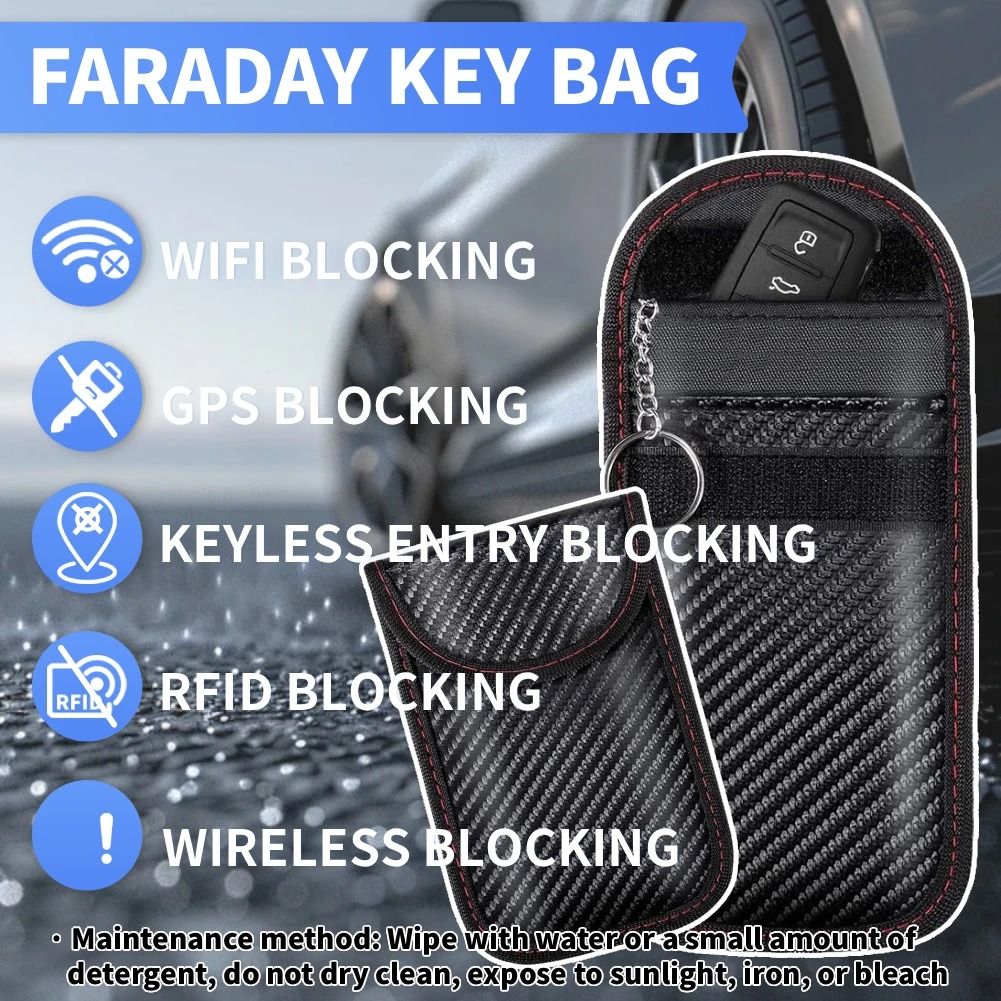 Car Key Signal Blocker Faraday Pouch RFID Protection Case Set of 2