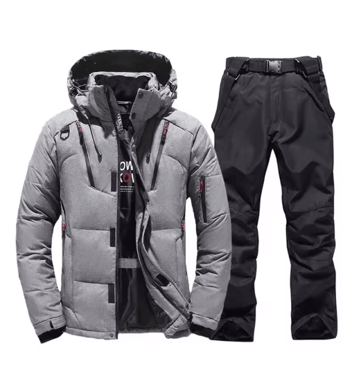 Mens Thermal Ski Suit Set Waterproof Down Jacket & Snowboard Bib Pants