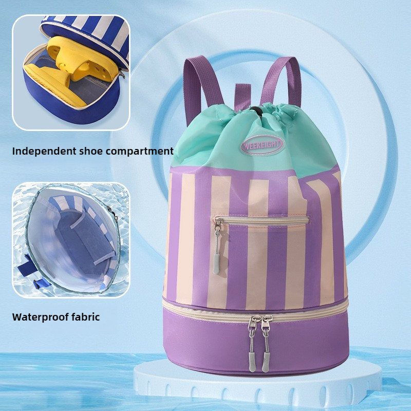 Kids Waterproof Swim Backpack with Dry Wet Separation Cartoon Beach Sports Bag
