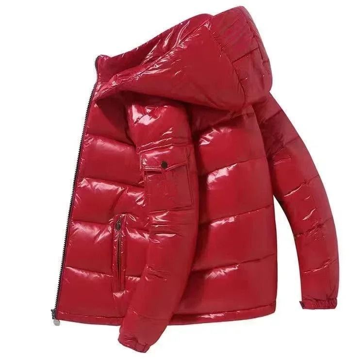 Mens High-Gloss Winter Parka | Thicken Thermal Warm Coa