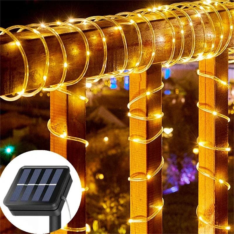 8 Modes Solar Rope Hose Lights LED String Lights Outdoor Decoration