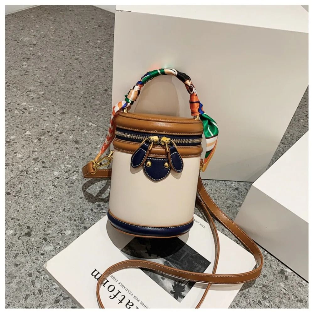 Exquisite Cylinder PU Leather Bucket Bag