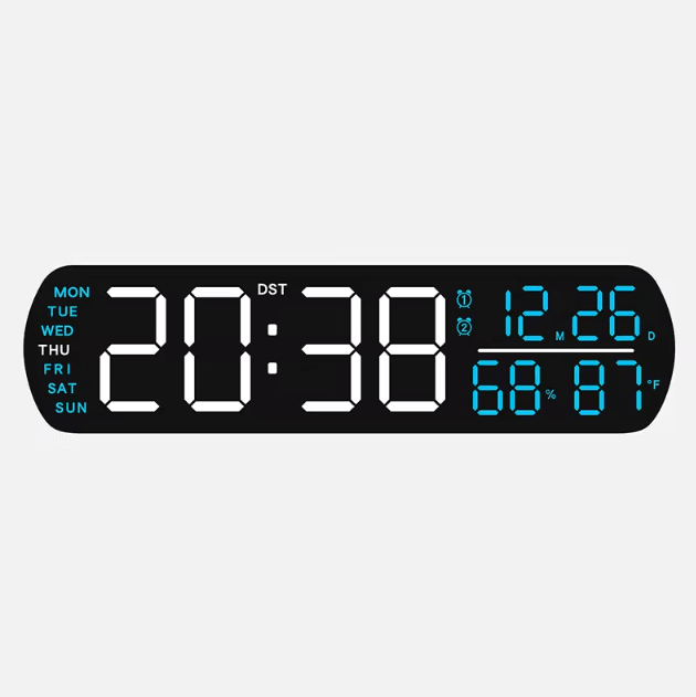 Smart LED Digital Alarm Clock with Temperature, Humidity & Auto Dimming Display
